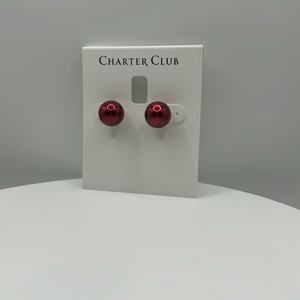 Charter Club red ball earrings